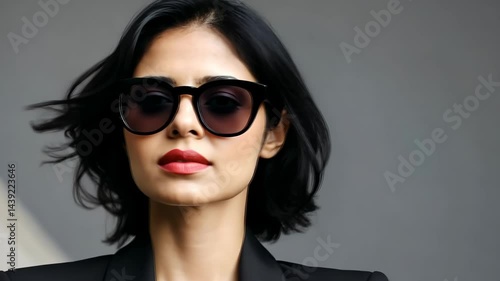 Wallpaper Mural Confident woman with windblown hair and sunglasses in motion Torontodigital.ca