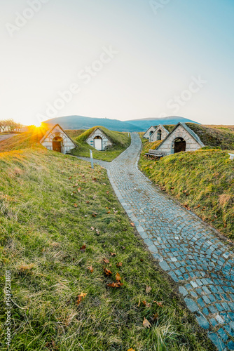 Quadro em tela Traditional wine cellars in Hercegkut near Sarospatak Tokaj region Hungary