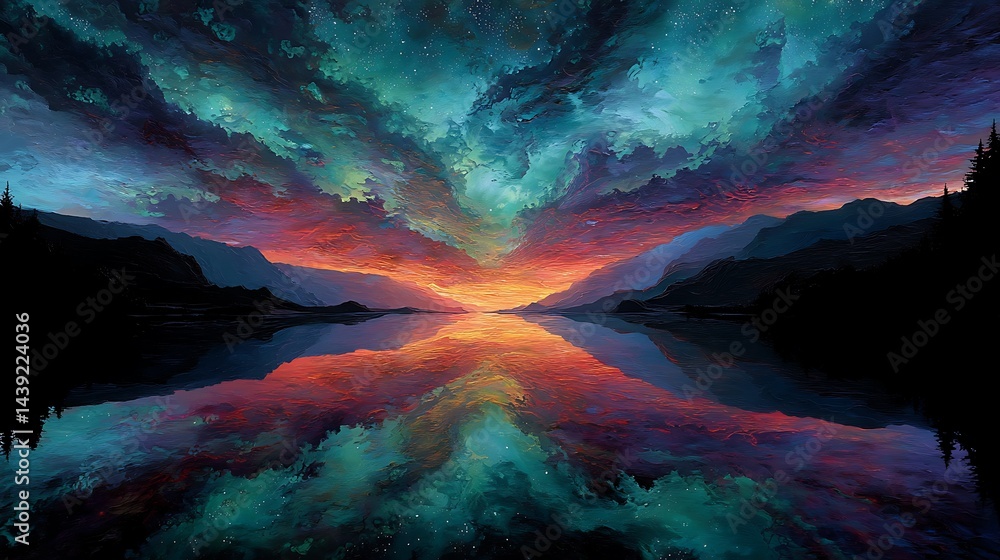 Naklejka premium Colorful Sunset Reflection