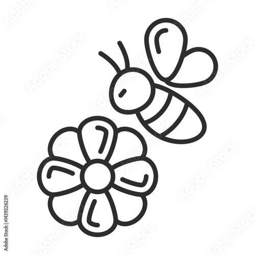 Flower bee icon, Honey symbol outline icon, editable vector illustration and transparent graphic element. Isolated on white background