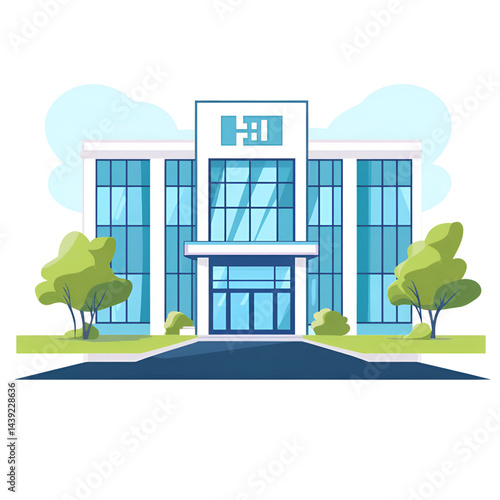 Modern building illustration design commercial use