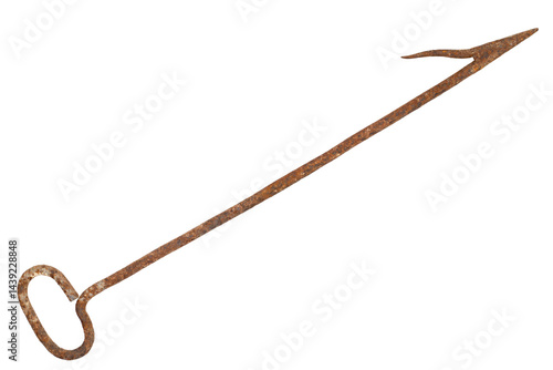 Tableau sur toile Rusty iron boat hook isolated on white background. Old boat hook.