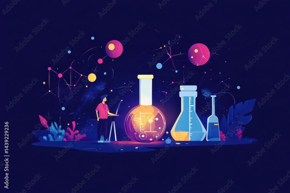 science concept physics chemistry biology flat design