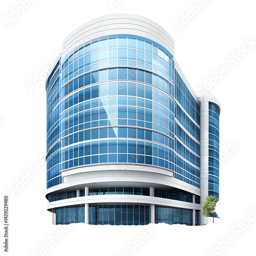 Modern commercial building exterior design illustration