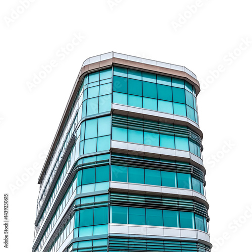 Modern teal glass facade building exterior