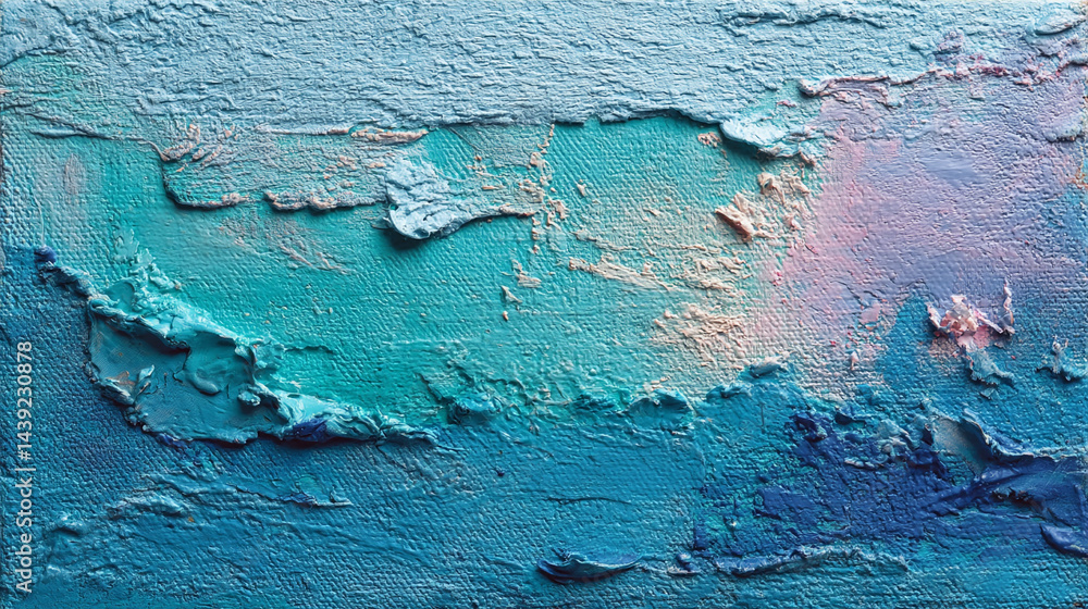 Abstract textured surface with blue and purple hues resembling layered paint or cracked and peeling paint and grunge old wall texture