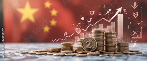 conomic Growth Visual with Currency Stacks and Data Charts Symbolizing Market Expansion, Business Strategy, and Global Investment Dynamics in Modern Finance