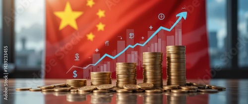 conomic Growth Visual with Currency Stacks and Data Charts Symbolizing Market Expansion, Business Strategy, and Global Investment Dynamics in Modern Finance