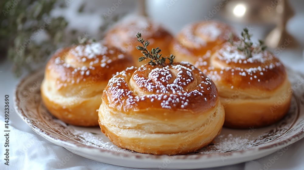 **Warm Swedish Cinnamon Rolls With Cardamom Flavor, Golden Crust, Sugar Dusting, Served On Rustic Plate For Cozy Scandinavian Bakery Ad --Ar 16:9 --S 280** - @Darya (Relaxed) **Warm Swedish Cinnamon Rolls With Cardamom Flavor, Golden Crust, Sugar Dusting, Served On Rustic Plate For Cozy Scandinavian Bakery Ad --Ar 16:9 --S 280** - @Darya (Relaxed)