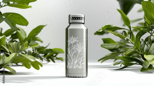 Stylish stainless steel water bottle with floral design
