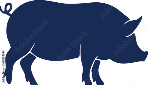 Pig silhouette logo vector. Black outlined farm animal profile isolated on white background. Perfect for farming, wildlife, pet, or agriculture illustrations.