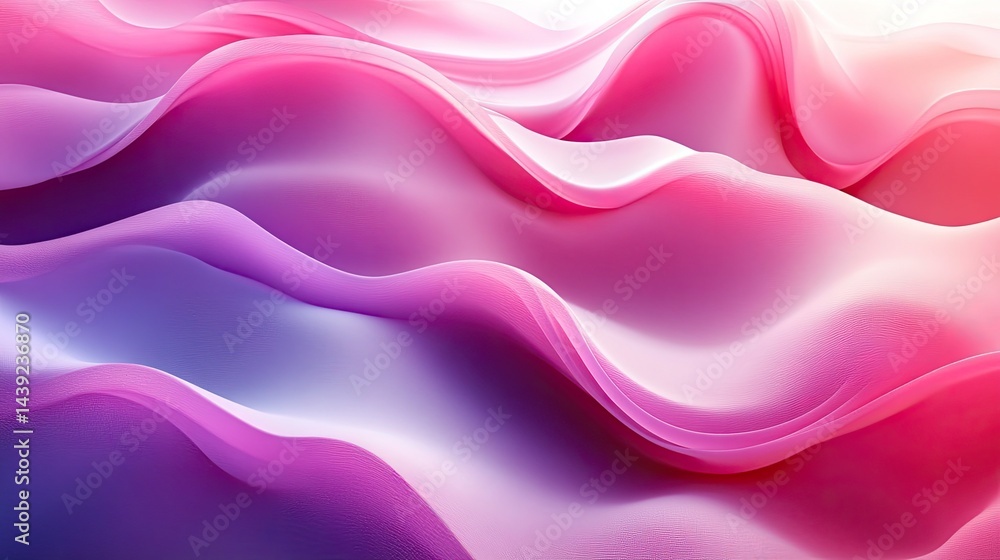 Fototapeta premium Smooth, flowing pink and purple gradient curves form a modern abstract background. Use this backdrop for creative designs, presentations, or social media posts.