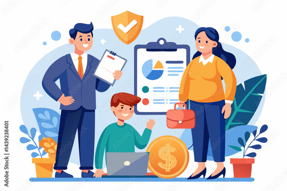 Family Planning Finances With Financial Advi a vector illustration Family Planning Finances With Financial Advi a vector illustration