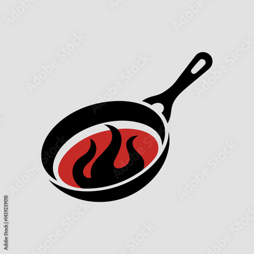 Classic Cast Iron Skillet Logo Silhouette Vector
