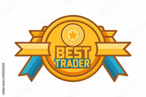 Vector Of Gold Medal With Best Trader Writte 1  a vector illustration