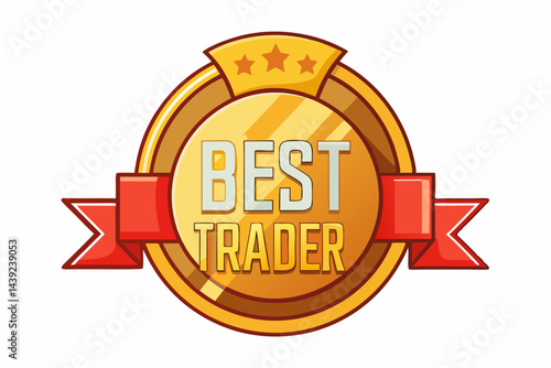 Vector Of Gold Medal With Best Trader Writte  a vector illustration