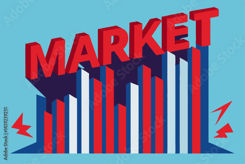 Market Crash Concept With Red Graphs Falling 1  a vector illustration