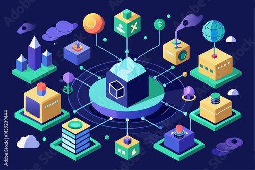 Vector Of Decentralized Finance Defi Ecosyst 1  a vector illustration