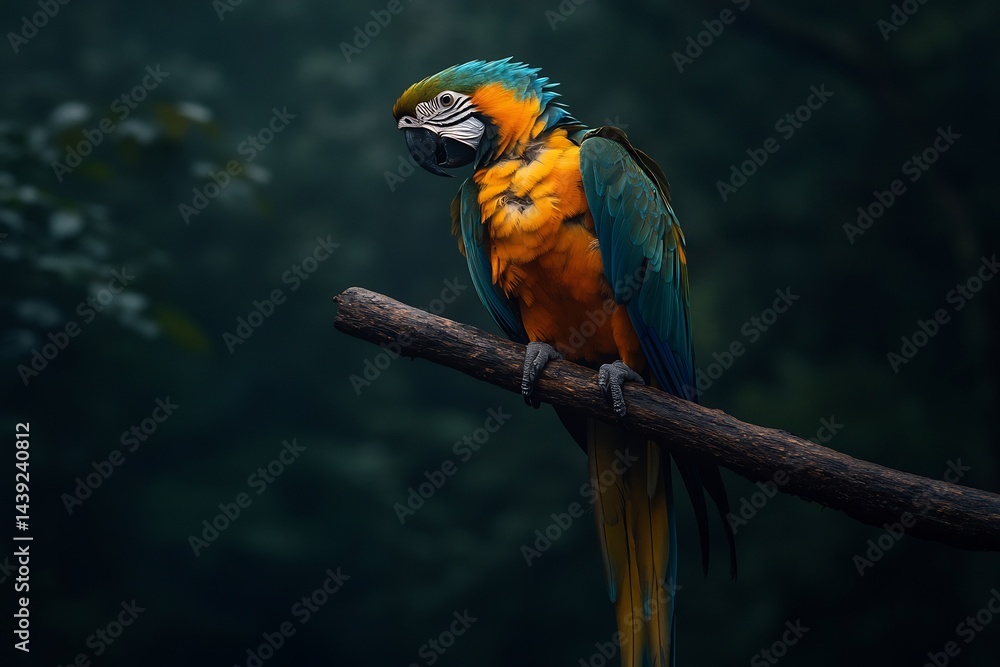 Fototapeta premium exotic parrot species on branch in tropical forest