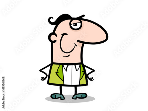 Cartoon Character Showing Smirking Expression Wearing A Green Suit