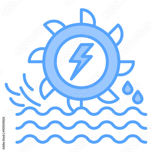 Hydropower Energy Blue Icon