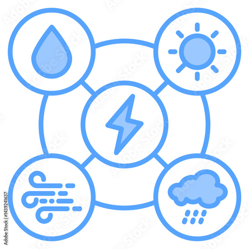 Energy Sources Blue Icon