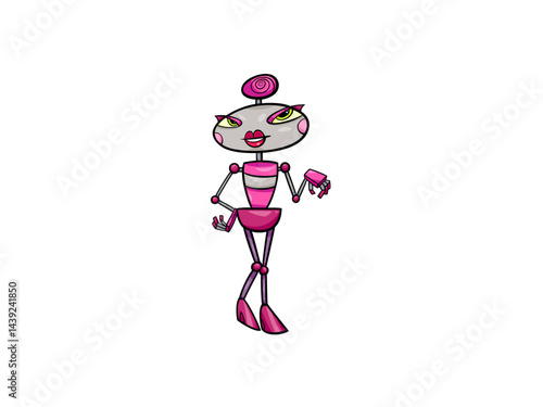 Animated Robot Character Ready for a Dance Party Tonight