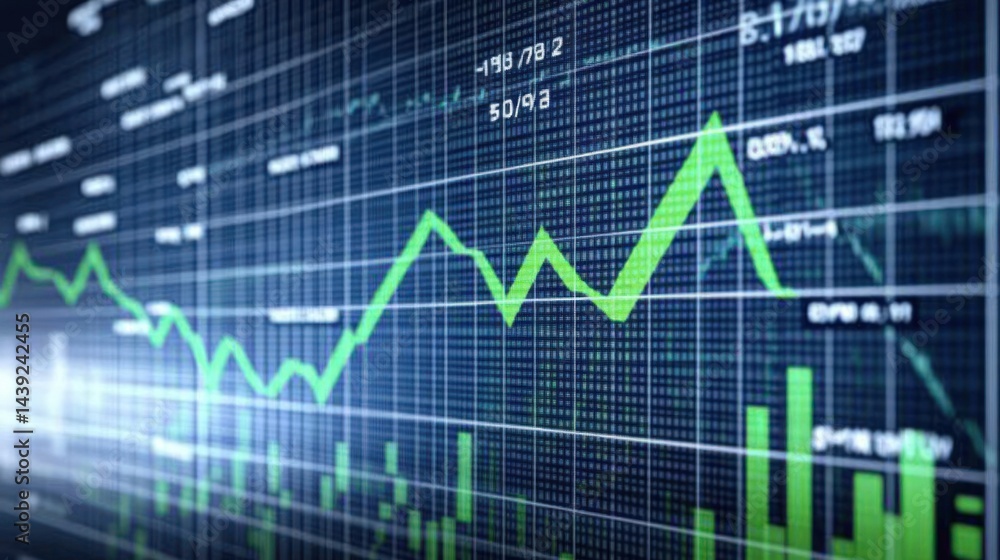 Stock market graph showing declining trend Stock market graph showing declining trend