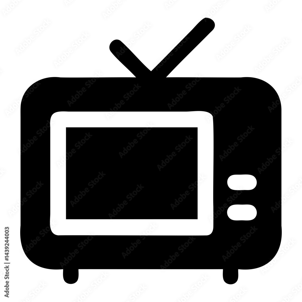 Old Style TV Silhouette Vector Art on a transparent background Old Style TV Silhouette Vector Art on a transparent background