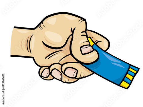 Hand Gripping a Tube of Blue Ointment
