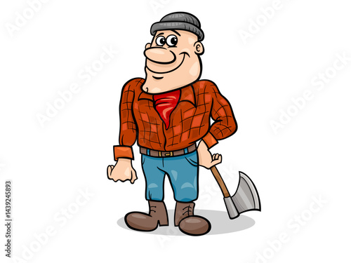 Cartoon Lumberjack Illustration with a Hatchet and Brown Boots