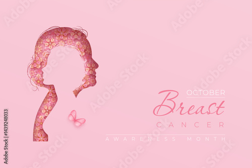 October breast cancer awareness month poster with old woman and girl