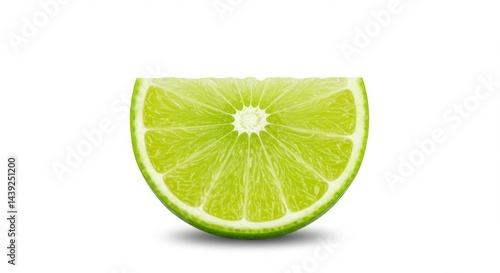 Half lime slice fresh and juicy isolated on white background studio shot