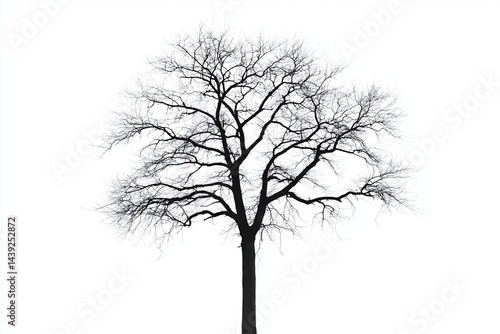 Bare winter tree silhouette against a white background, symbolizing solitude and resilience