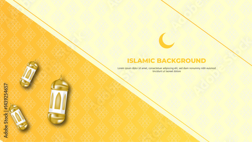 yellow Islamic pattern banners background set