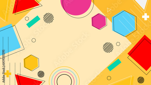 Gradient memphis style geometric shapes background