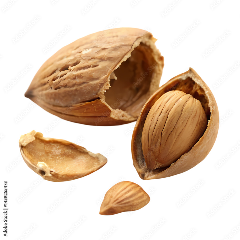 Cracked Almond HighResolution Image of Fresh Almonds isolated on transparent background Cracked Almond HighResolution Image of Fresh Almonds isolated on transparent background