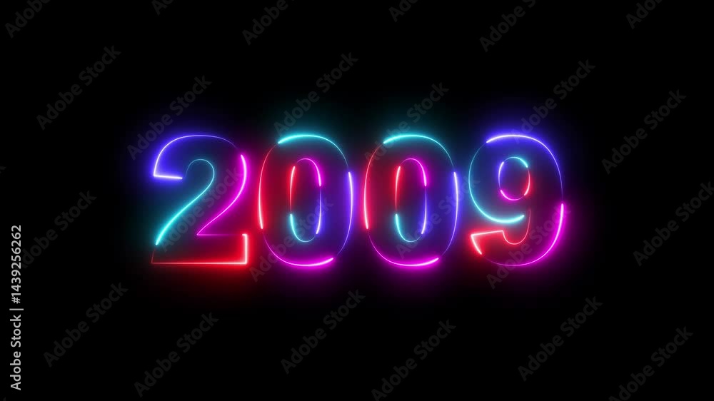 2009 neon line text. Abstract 2009 neon text animation ,Four color neon Glowing neon number text background 4k video animated .Happy new year 2009 greetings new year concept 2009 neon line text. Abstract 2009 neon text animation ,Four color neon Glowing neon number text background 4k video animated .Happy new year 2009 greetings new year concept
