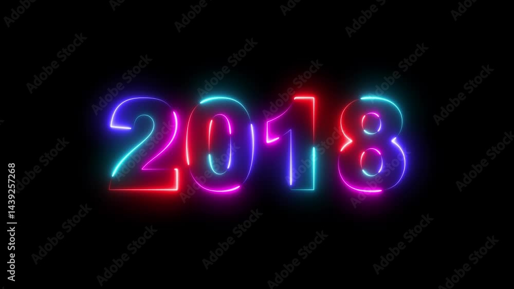 2018 neon line text. Abstract 2018 neon text animation ,Four color neon Glowing neon number text background 4k video animated .Happy new year 2018 greetings new year concept 2018 neon line text. Abstract 2018 neon text animation ,Four color neon Glowing neon number text background 4k video animated .Happy new year 2018 greetings new year concept