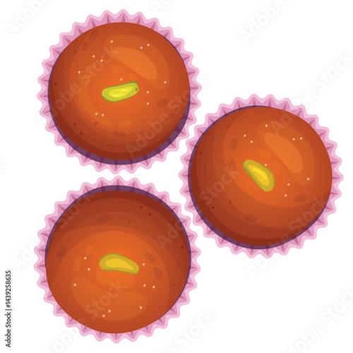 indian traditional sweet gulab jamun. Vector illustration
