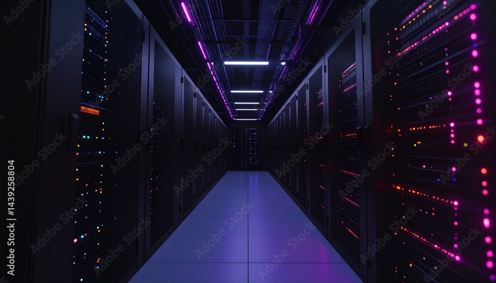 Neon lights illuminate the futuristic tech environment. Neon lights illuminate the futuristic tech environment.