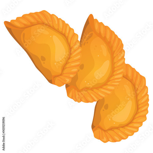 Traditional indian holi sweet gujiya. Vector illustration