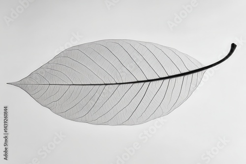 Delicate skeleton leaf showcasing intricate vein patterns against a soft white background (3)