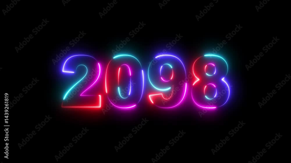 2098 neon line text animated. Abstract 2098 neon text animation ,Four neon color Glowing neon number text background 4k video. happy new year concept, neon line 2098 happy new year celebration 2098 neon line text animated. Abstract 2098 neon text animation ,Four neon color Glowing neon number text background 4k video. happy new year concept, neon line 2098 happy new year celebration