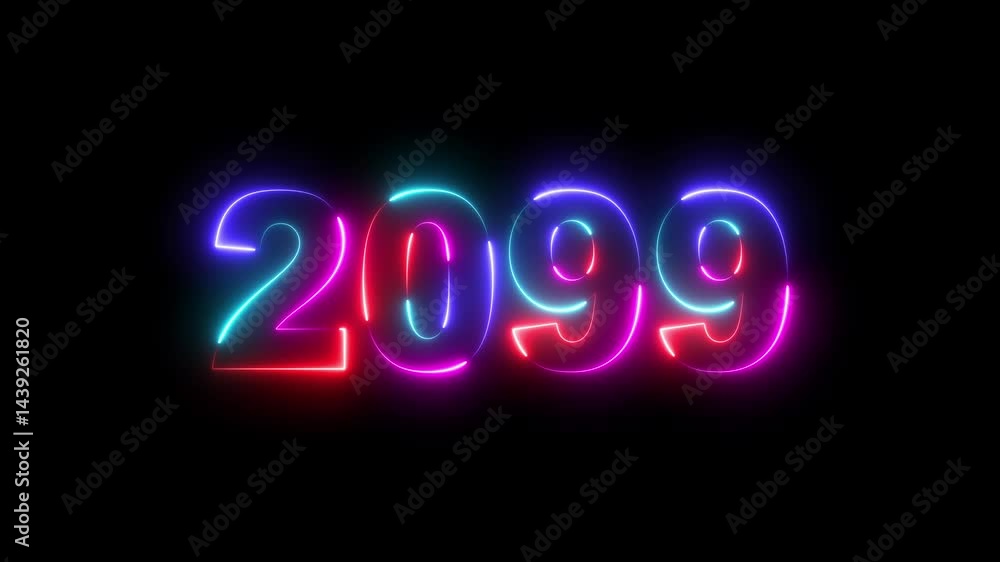 2099 neon line text animated. Abstract 2099 neon text animation ,Four neon color Glowing neon number text background 4k video. happy new year concept, neon line 2099 happy new year celebration 2099 neon line text animated. Abstract 2099 neon text animation ,Four neon color Glowing neon number text background 4k video. happy new year concept, neon line 2099 happy new year celebration