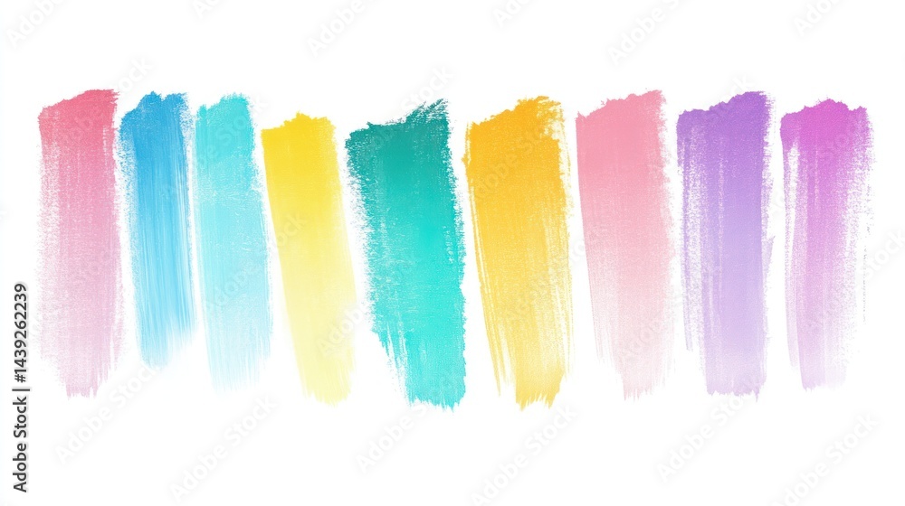 Colorful paint strokes on white background; design element Colorful paint strokes on white background; design element
