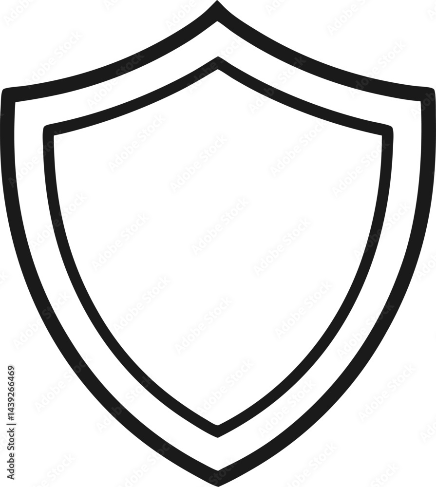 Shield icon. Heraldic shield set. Black knight award contours and linear signs. Protect shapes silhouette. Vector illustration Shield icon. Heraldic shield set. Black knight award contours and linear signs. Protect shapes silhouette. Vector illustration
