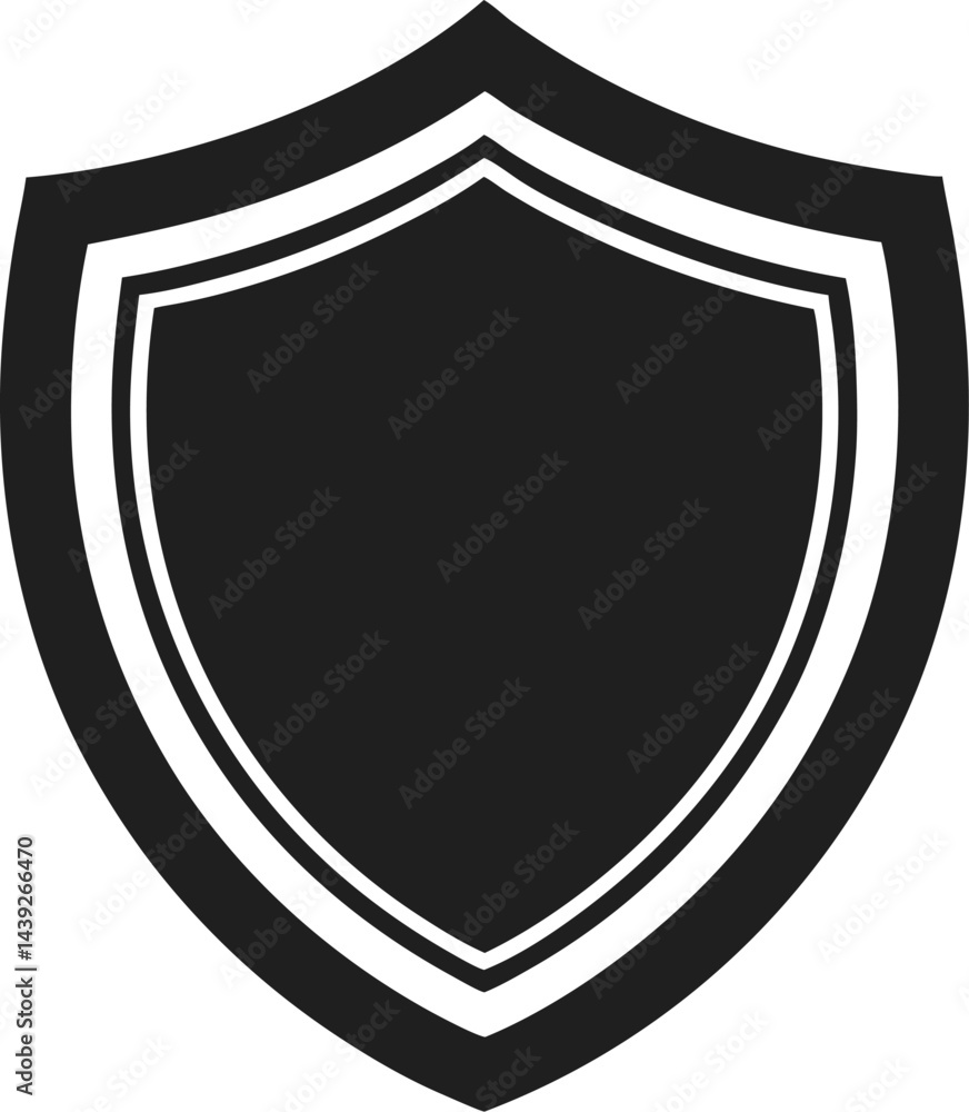 Shield icon. Heraldic shield set. Black knight award contours and linear signs. Protect shapes silhouette. Vector illustration Shield icon. Heraldic shield set. Black knight award contours and linear signs. Protect shapes silhouette. Vector illustration
