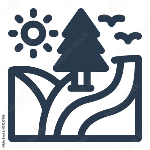 Nature Trail with Trees and River Path