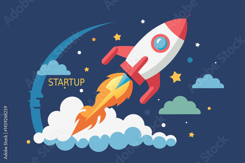 Rocket Labeled Startup Taking Off With Stock 1  a vector illustration